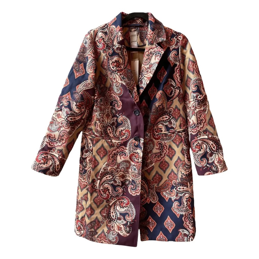 Chico’s Drama Coat Patched Print Outerwear Multicolored Size 2 ( 12/14US) - Picture 3 of 14